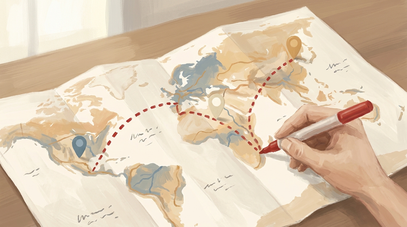 map out 뜻 일러스트