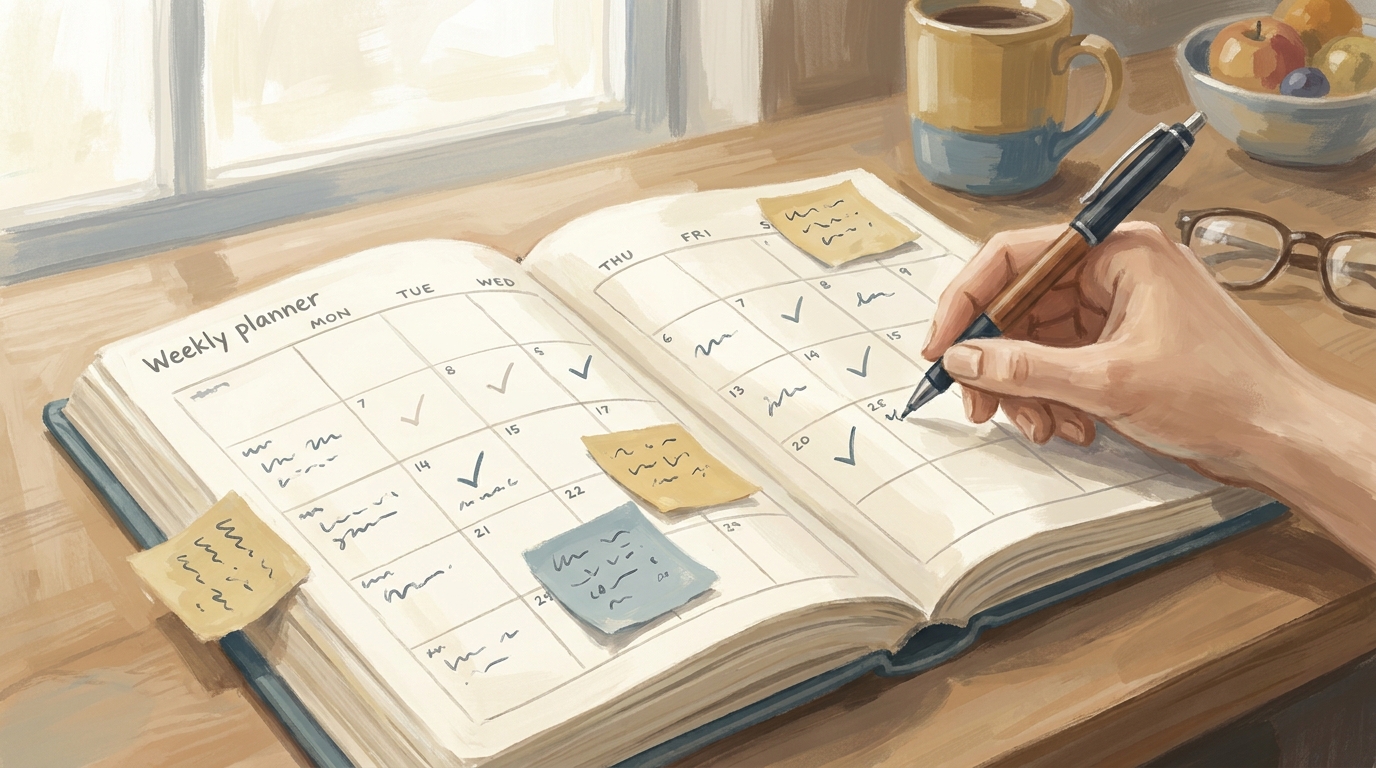 plan out 뜻 일러스트